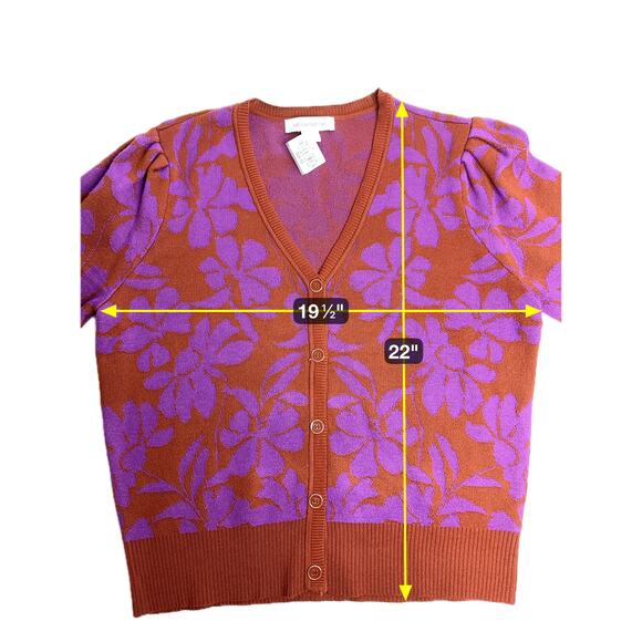 NWT Liz Claiborne Floral V-Neck Button Up Cardigan Sweater Womens Petite Size PM - Picture 11 of 11
